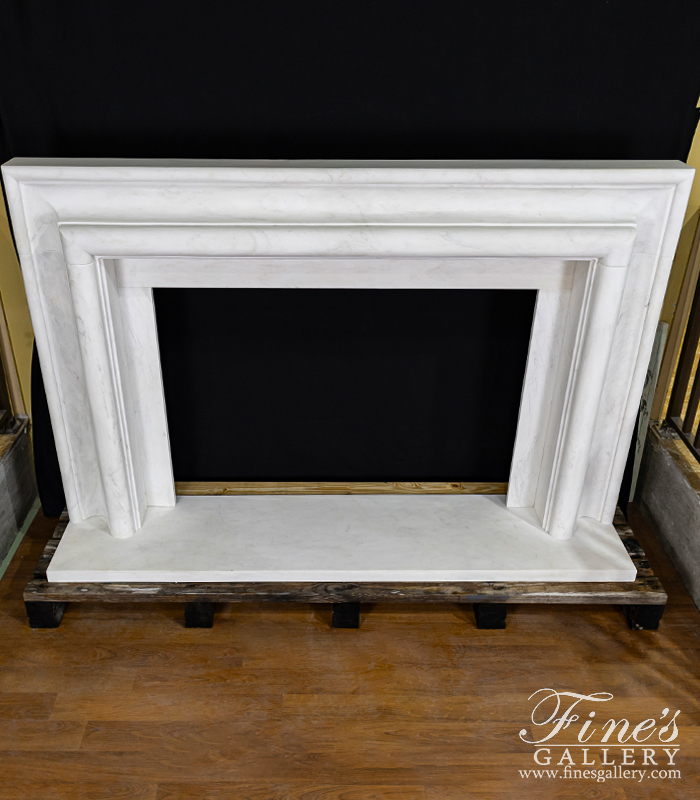 Marble Fireplaces  - Oversized Bolection Style Fireplace Mantel In Statuary White Marble - MFP-2497